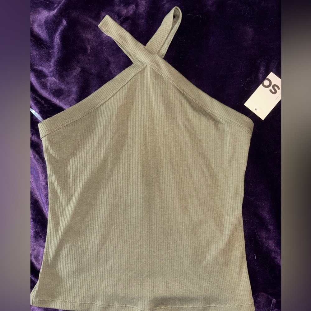 SO Olive Green Ribbed Top